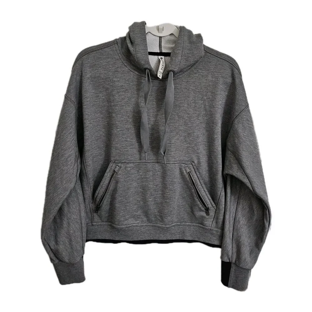 Athleta Sweater Womens Medium Gray Recover Hoodie Pullover Drawstring 599655 - Picture 1 of 10